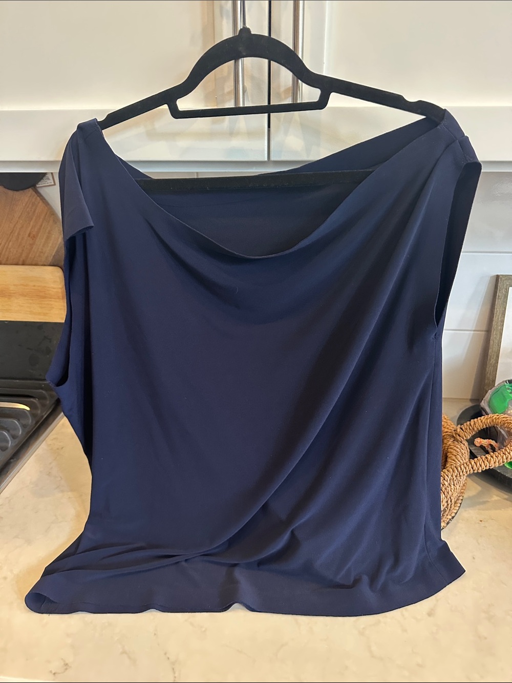 Norma Kamali Navy Cowl-Neck Sleeveless Camisole